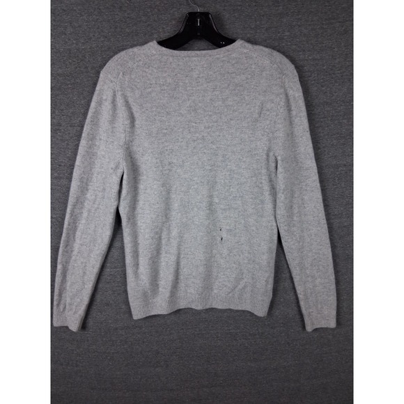 LL Bean Womens Sweater M Gray 100% Cashmere Pullover Cabincore Cozy Fall Holiday - Picture 8 of 9